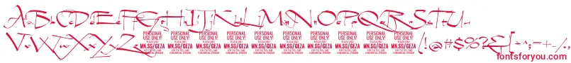 Czcionka GezascriptPersonalUse – czerwone czcionki na białym tle