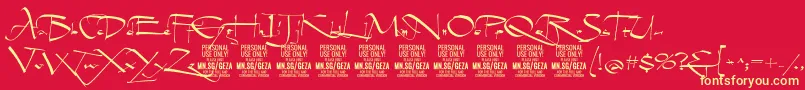 GezascriptPersonalUse Font – Yellow Fonts on Red Background