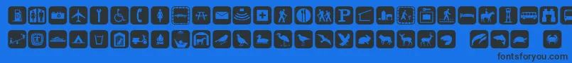 Signpixone-Schriftart – Schwarze Schriften auf blauem Hintergrund