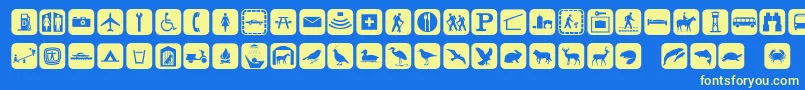Więcej informacji o czcionce Signpixone Czcionka Signpixone – żółte czcionki na niebieskim tle