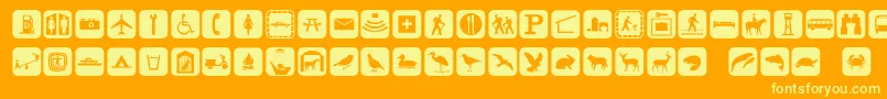 Подробнее о шрифте Signpixone Шрифт Signpixone – жёлтые шрифты на оранжевом фоне