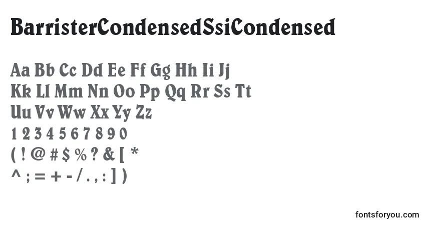 A fonte BarristerCondensedSsiCondensed – alfabeto, números, caracteres especiais