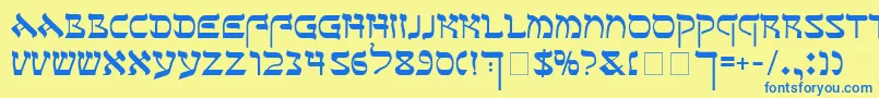 SeferAh Font – Blue Fonts on Yellow Background