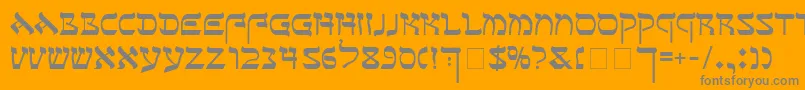 SeferAh-Schriftart – Graue Schriften auf orangefarbenem Hintergrund