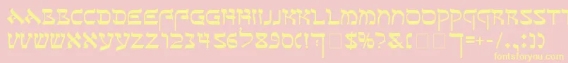 SeferAh-Schriftart – Gelbe Schriften auf rosa Hintergrund