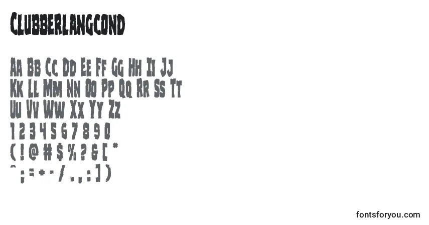 A fonte Clubberlangcond – alfabeto, números, caracteres especiais
