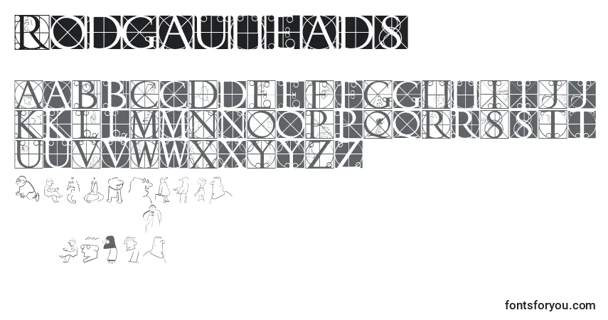 Czcionka Rodgauheads – alfabet, cyfry, specjalne znaki