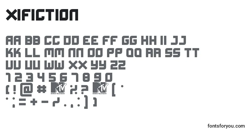 A fonte Xifiction – alfabeto, números, caracteres especiais
