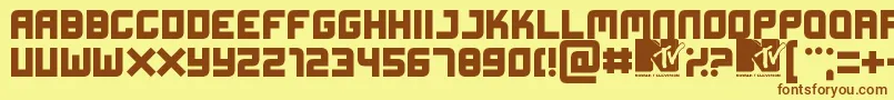 フォントXifiction – 茶色の文字が黄色の背景にあります。