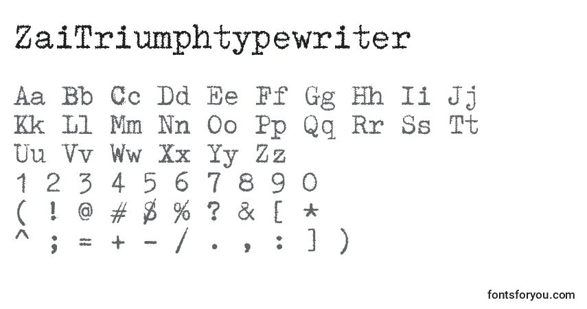 Шрифт ZaiTriumphtypewriter – алфавит, цифры, специальные символы