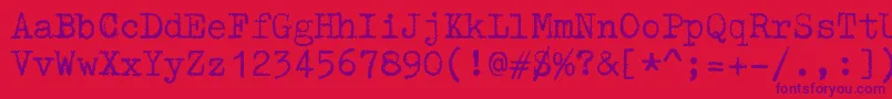 フォントZaiTriumphtypewriter – 赤い背景に紫のフォント