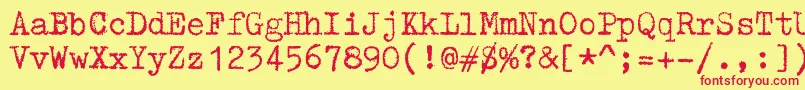 ZaiTriumphtypewriter-fontti – punaiset fontit keltaisella taustalla