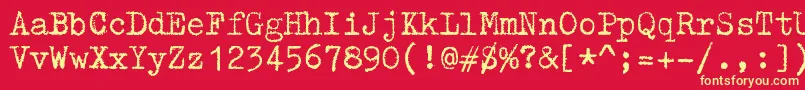 ZaiTriumphtypewriter-fontti – keltaiset fontit punaisella taustalla