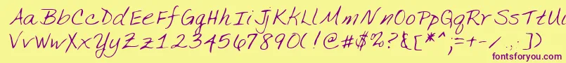 Lehn134 Font – Purple Fonts on Yellow Background