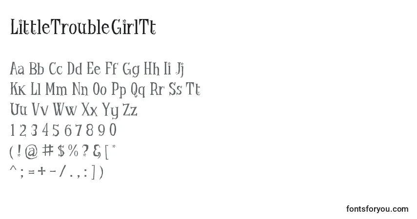 A fonte LittleTroubleGirlTt – alfabeto, números, caracteres especiais