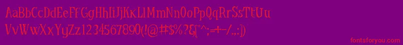 LittleTroubleGirlTt-Schriftart – Rote Schriften auf violettem Hintergrund