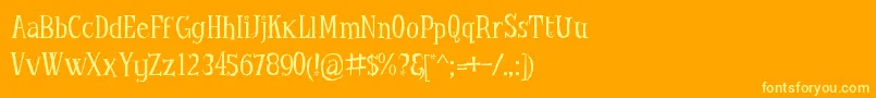 LittleTroubleGirlTt-Schriftart – Gelbe Schriften auf orangefarbenem Hintergrund