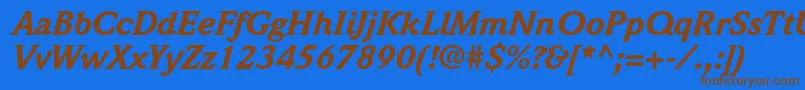 フォントWeidemannstdBlackitalic – 茶色の文字が青い背景にあります。