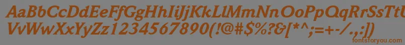 フォントWeidemannstdBlackitalic – 茶色の文字が灰色の背景にあります。