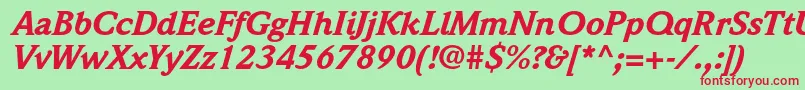 Fonte WeidemannstdBlackitalic – fontes vermelhas em um fundo verde