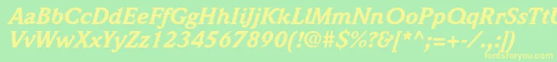フォントWeidemannstdBlackitalic – 黄色の文字が緑の背景にあります