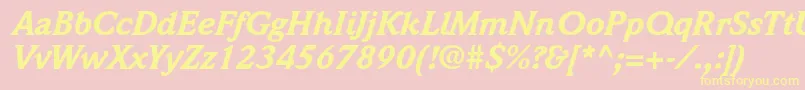 Fonte WeidemannstdBlackitalic – fontes amarelas em um fundo rosa