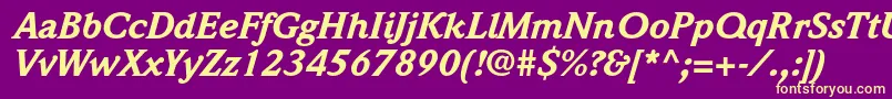 Czcionka WeidemannstdBlackitalic – żółte czcionki na fioletowym tle