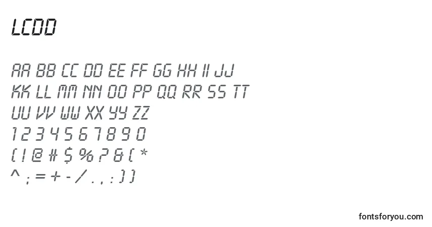 Schriftart Lcdd – Alphabet, Zahlen, spezielle Symbole