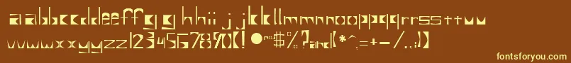 Untitled2-fontti – keltaiset fontit ruskealla taustalla