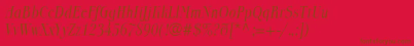 Czcionka BoberiaLlLightItalic – brązowe czcionki na czerwonym tle