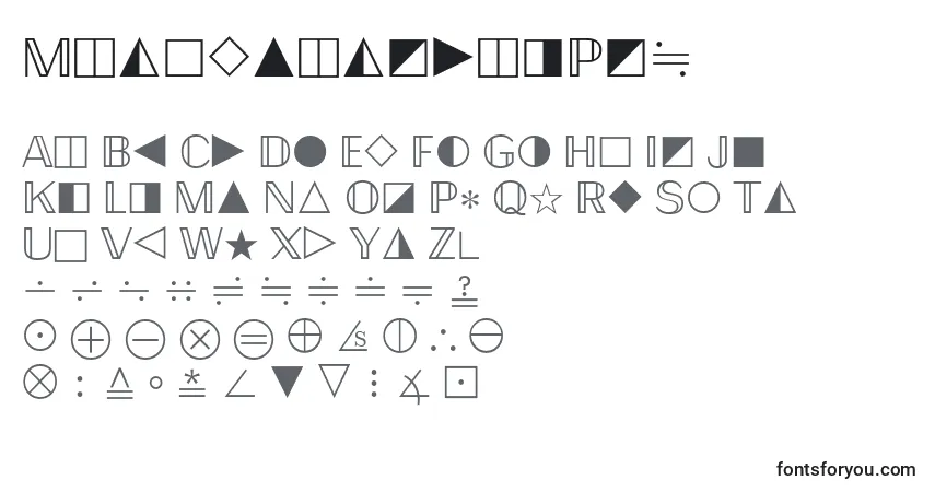 Czcionka MathematicalPi6 – alfabet, cyfry, specjalne znaki