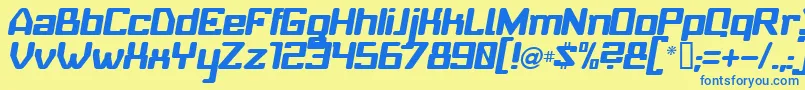 BabyUniverseItalic Font – Blue Fonts on Yellow Background