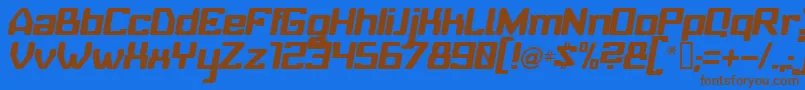 BabyUniverseItalic-Schriftart – Braune Schriften auf blauem Hintergrund