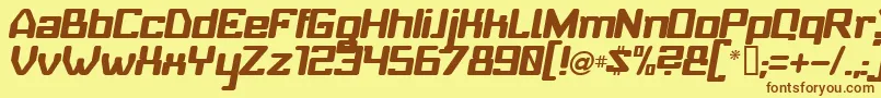 Fonte BabyUniverseItalic – fontes marrons em um fundo amarelo
