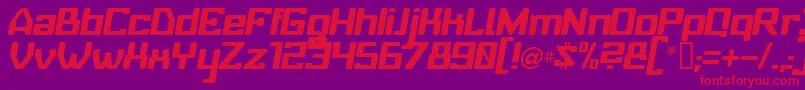 フォントBabyUniverseItalic – 紫の背景に赤い文字