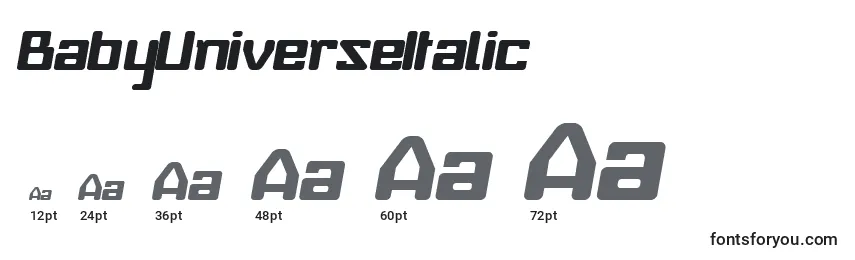 Размеры шрифта BabyUniverseItalic