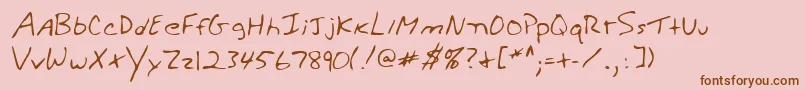 Fonte WeldonshandRegular – fontes marrons em um fundo rosa
