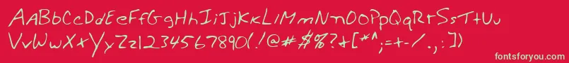 WeldonshandRegular Font – Green Fonts on Red Background