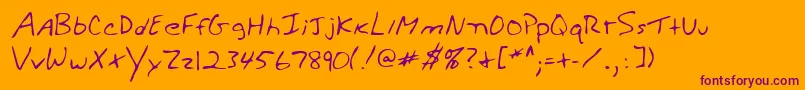 WeldonshandRegular Font – Purple Fonts on Orange Background