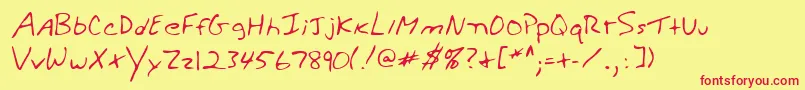 WeldonshandRegular Font – Red Fonts on Yellow Background