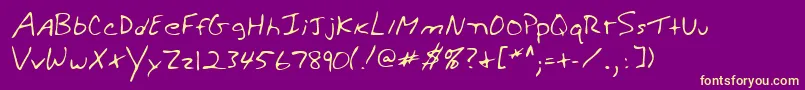 Fonte WeldonshandRegular – fontes amarelas em um fundo roxo