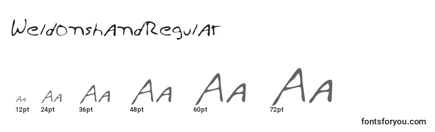 Размеры шрифта WeldonshandRegular