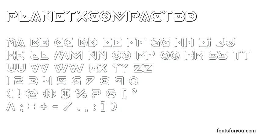 Planetxcompact3D-fontti – aakkoset, numerot, erikoismerkit