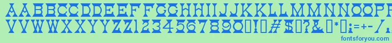 MantelMf Font – Blue Fonts on Green Background