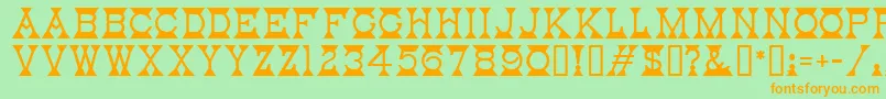 MantelMf Font – Orange Fonts on Green Background