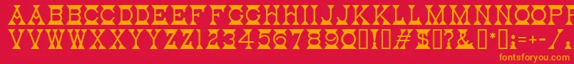 MantelMf Font – Orange Fonts on Red Background