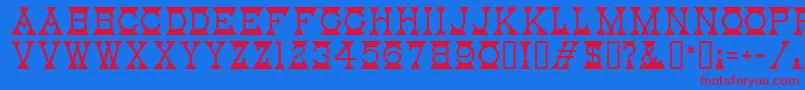 MantelMf Font – Red Fonts on Blue Background