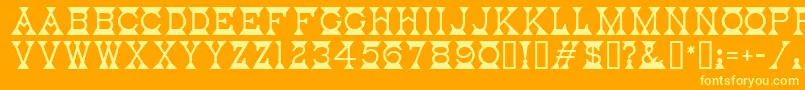 MantelMf Font – Yellow Fonts on Orange Background