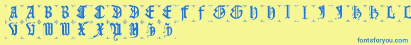 Gothiccapsb Font – Blue Fonts on Yellow Background