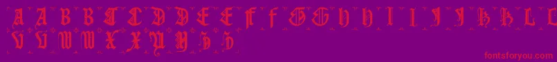 Gothiccapsb-Schriftart – Rote Schriften auf violettem Hintergrund